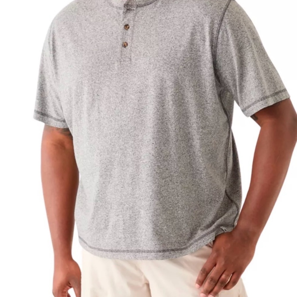 GAP Men's Short-Sleeve Heather Gray Henley Polo